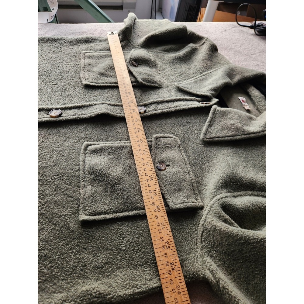 Faherty Holden High Pile Fleece Shirt Jacket Sage Green Cozy Shacket XL - Picture 8 of 10